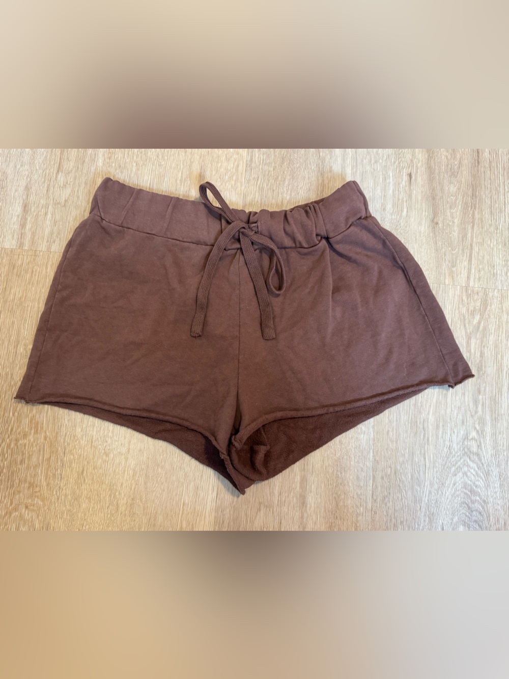 Talentless Brown Fleece Sweat Shorts Raw Hem Drawstring Size Medium NWOT